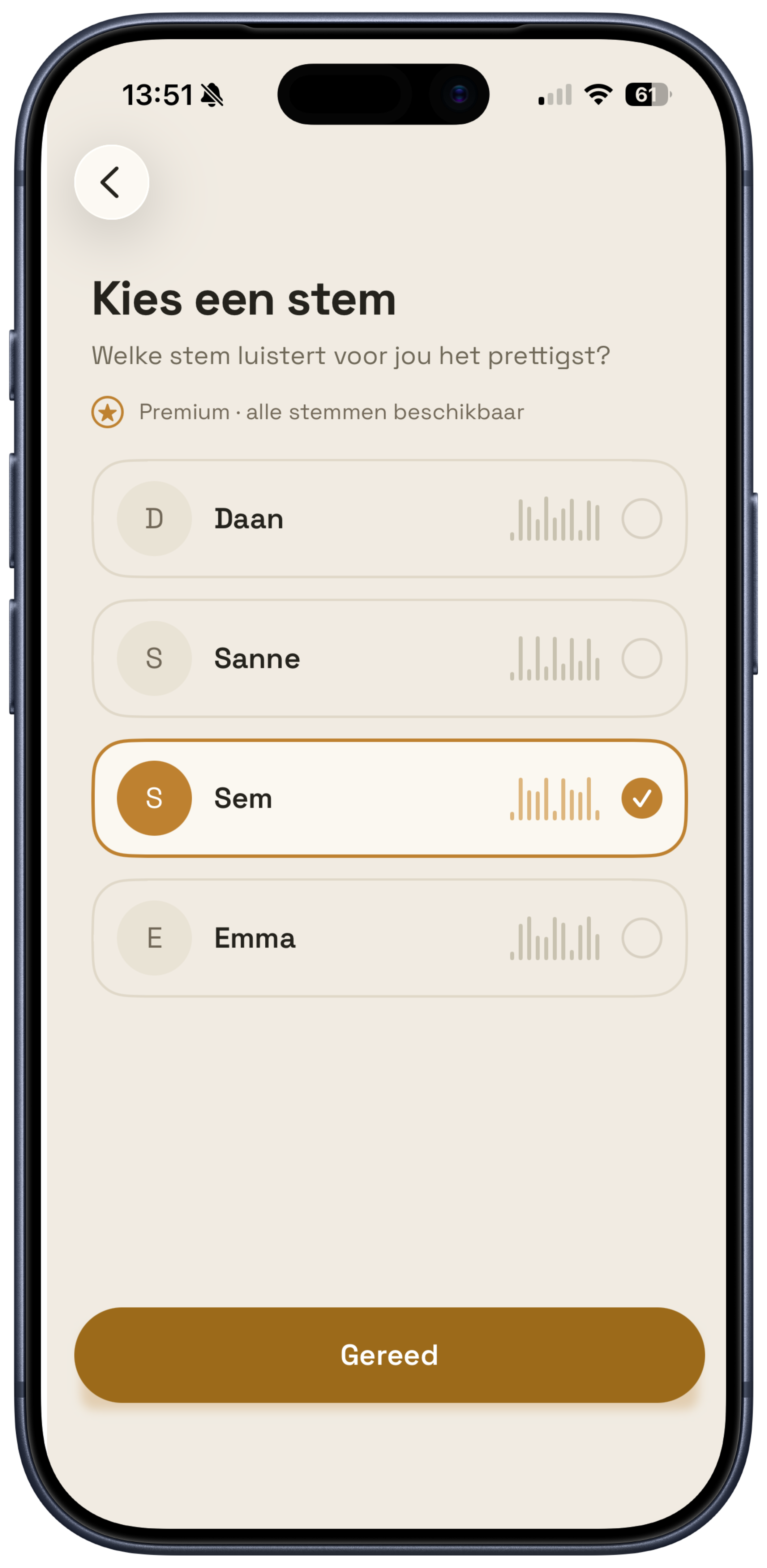 Morgn-app — kies je stem